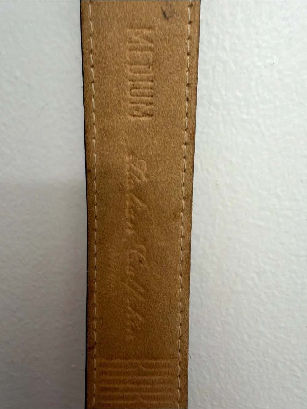 Brown Leather Italian Belt with Brass Crescent Buckle